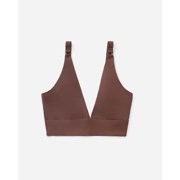 Everlane The Invisible Bra Dark Tan brown long line bralette triangle v-neck - Picture 4 of 8